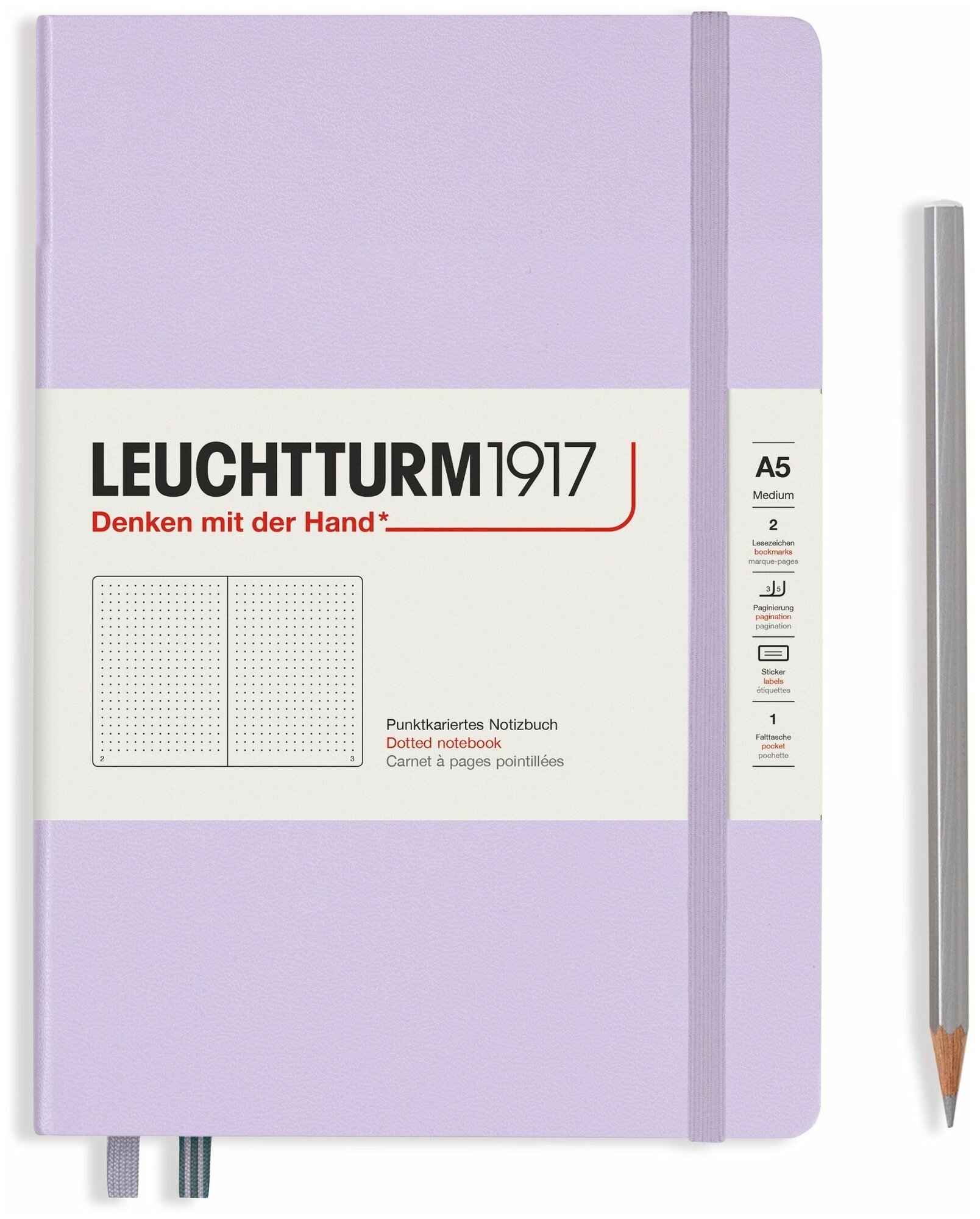 Блокнот Leuchtturm Smooth Colours А5 (в точку) 61л сиреневый мягкая обложка