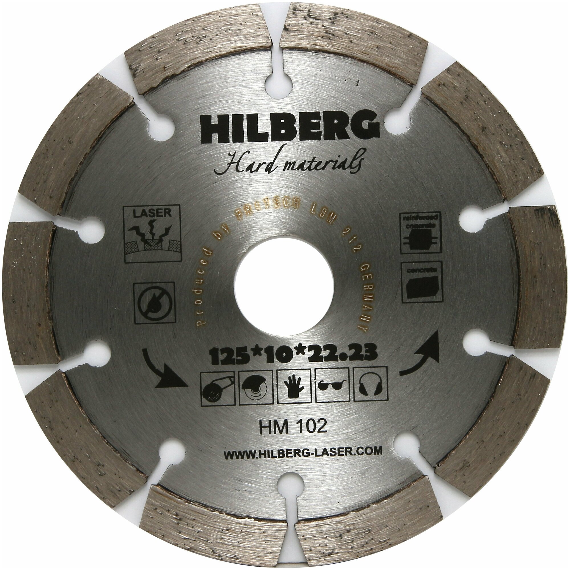 Диск алмазный армированному бетону 125*2223 Hilberg Hard Materials Лазер HM102