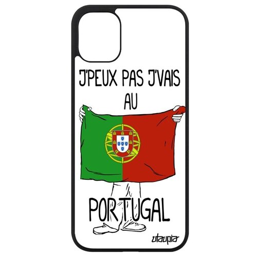 фото Противоударный чехол для смартфона // iphone 11 // "еду в португалию" надпись флаг, utaupia, белый
