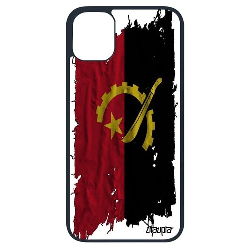 фото Красивый чехол на смартфон // apple iphone 11 pro // "флаг анголы на ткани" патриот государственный, utaupia, белый