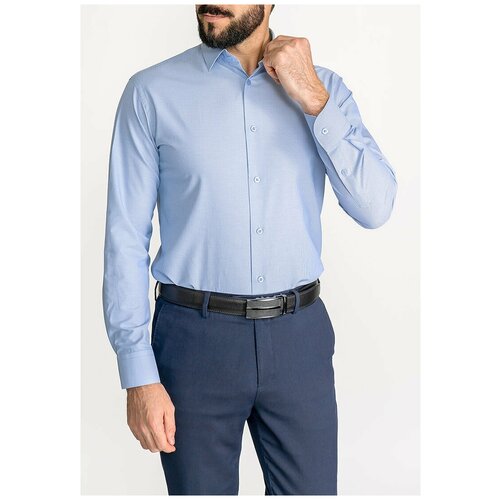 фото Рубашка мужская длинный рукав casino c211/157/25648/z, полуприталенный силуэт / regular fit, цвет голубой, рост 174-184, размер ворота 44