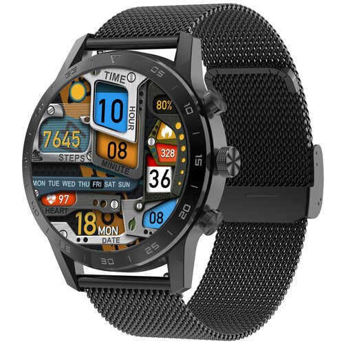 Kingwear Смарт часы KingWear DT70 с bluetooth звонком Черный корпус 2 сменных ремня металлический силиконовый 3500₽