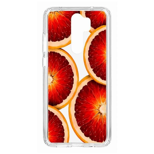 фото Чехол на xiaomi redmi note 8 pro kruche print orange/накладка/с рисунком/прозрачный/бампер/противоударный/ударопрочный/с защитой камеры кruче