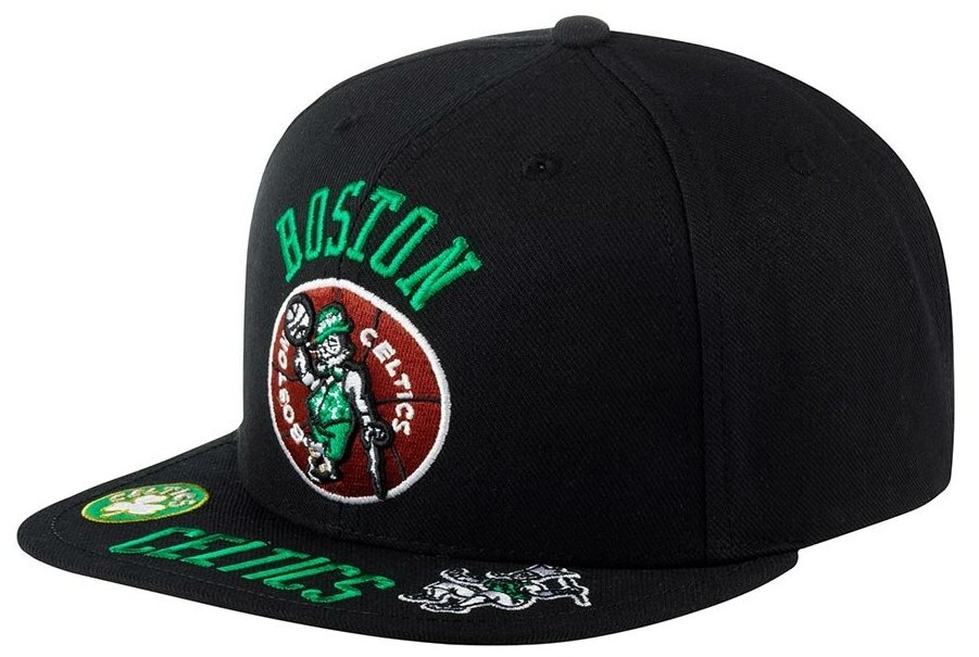 Бейсболка с прямым козырьком MITCHELL NESS HHSS2997-BCEYYPPPBLCK Boston Celtics NBA 