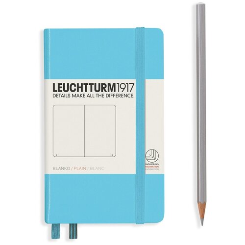 Блокнот Leuchtturm Pocket A6 93л без линовки твердая обложка Синий Лёд