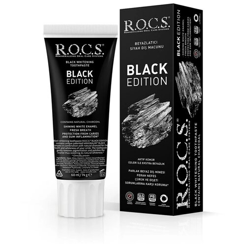 Зубная паста R.O.C.S. Black Edition Черная отбеливающая, 74 мл зубная паста rocs black edition черная отбеливающая 74 г