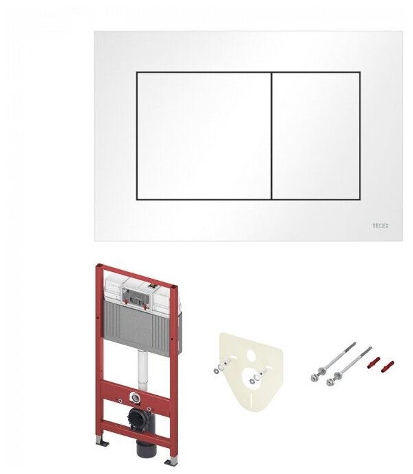 Комплект для установки подвесного унитаза: застенный модуль, пластиковая панель смыва TECEnow, белая матовая К447417