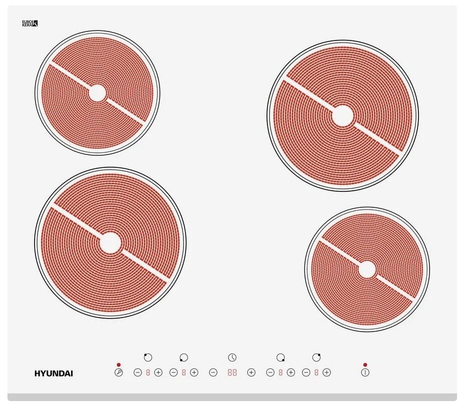 Варочная поверхность Hyundai HHE 6450 WG белый - фотография № 1