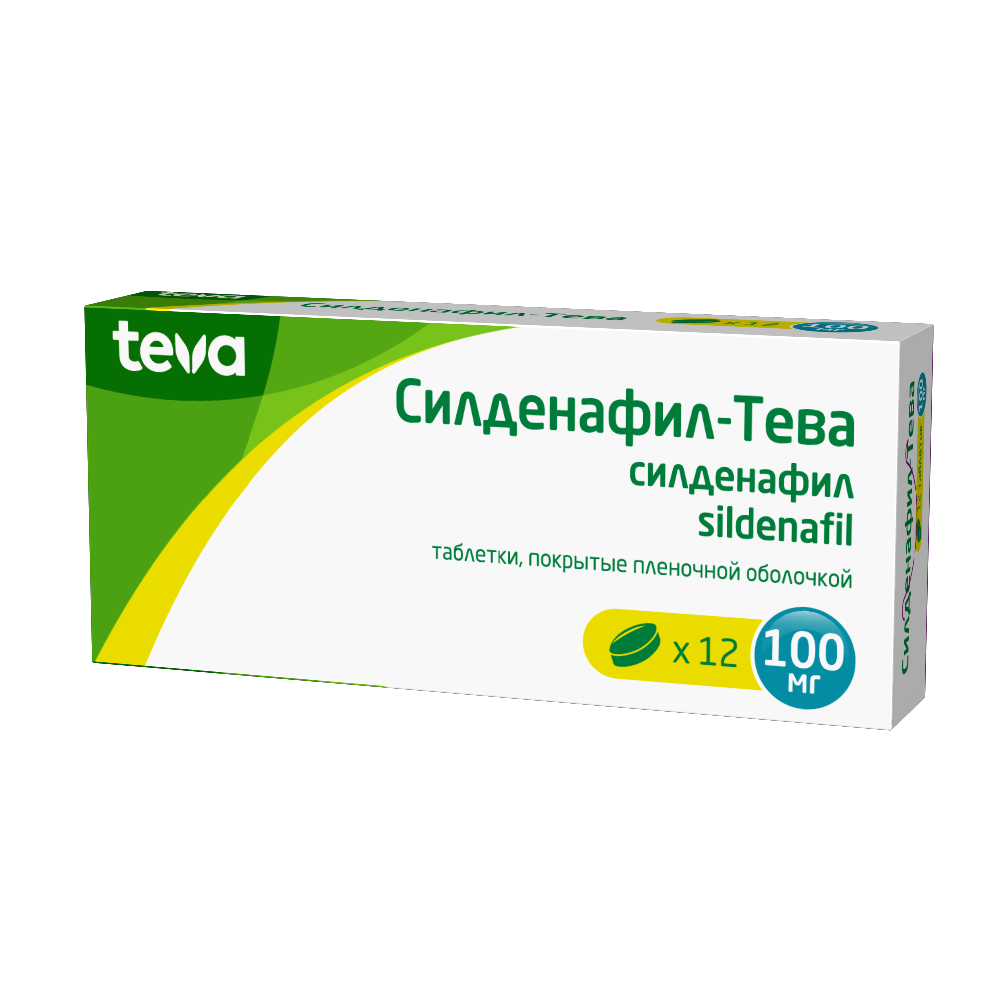 Силденафил-Тева таб. п/о плен., 100 мг, 12 шт.