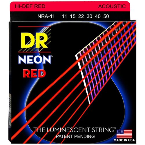 Струны для акустической гитары DR String NRA-11 HI-DEF NEON струны для акустической гитары dr string dsa 11