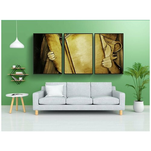 фото Модульный постер "эльф, рождество, книга" 180x90 см. из 3х частей в тубусе, без рамки lotsprints