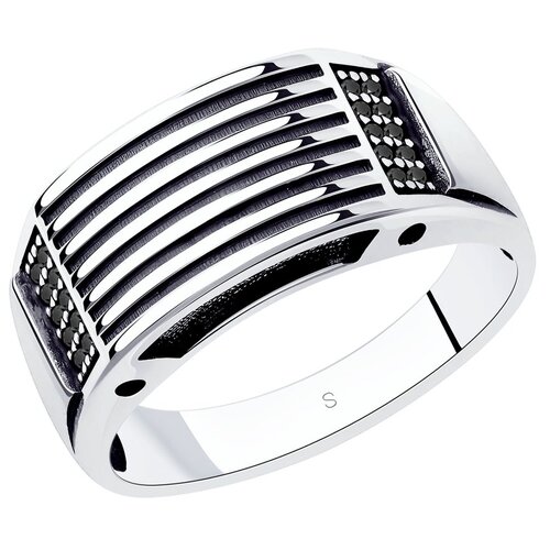 кольцо из чернёного серебра с фианитами 95010122 18 5 Кольцо SOKOLOV, серебро, 925 проба, чернение, фианит, размер 22