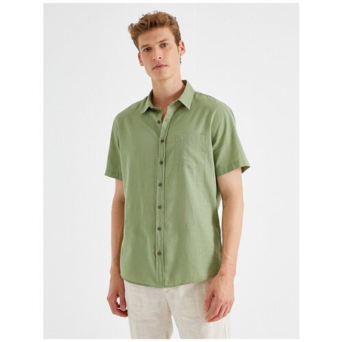 фото Рубашка с коротким рукавом koton men, 1yam61813bw, цвет: somon, размер: m