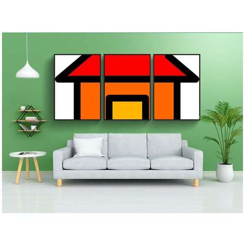 фото Набор модулных постеров для интерьера "дом, красный, начало" 60x90 см. в тубусе, без рамки lotsprints