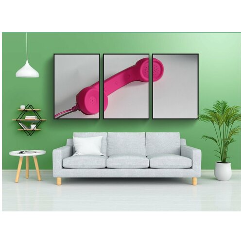 фото Набор модулных постеров для интерьера "телефон, телефонная трубка, розовый" 60x90 см. в тубусе, без рамки lotsprints