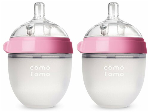 Comotomo Natural Feel Baby Bottle Набор из двух бутылочек для кормления, розовый 150 мл