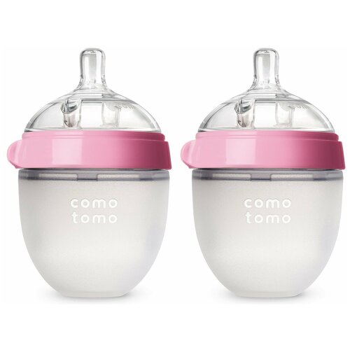 Comotomo Natural Feel Baby Bottle Набор из двух бутылочек для кормления, розовый 150 мл