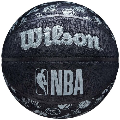 Мяч Wilson баскетбольный Wilson NBA All Team PU, 7, черный, тренировочный, клееный