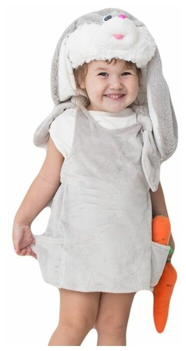 Бока Детский карнавальный костюм «Заюша», шапка, платье, мягконабивная морковка, 1-2 года, рост 92 см