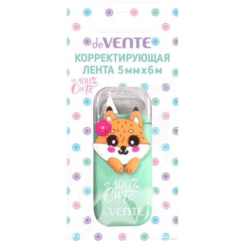 Корректоры deVENTE Корректирующая лента deVENTE. 100% Cute. Fox, 5мм*6м юнландия ранец cute fox 229986 бирюзовый розовый