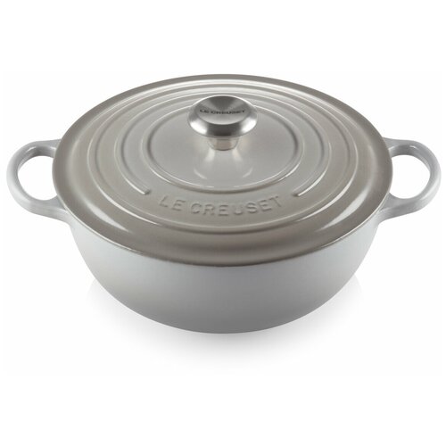 Чугунный эмалированный казан, Le Creuset, 26 см, Дымчатый серый, стальная ручка, чёрная эмаль