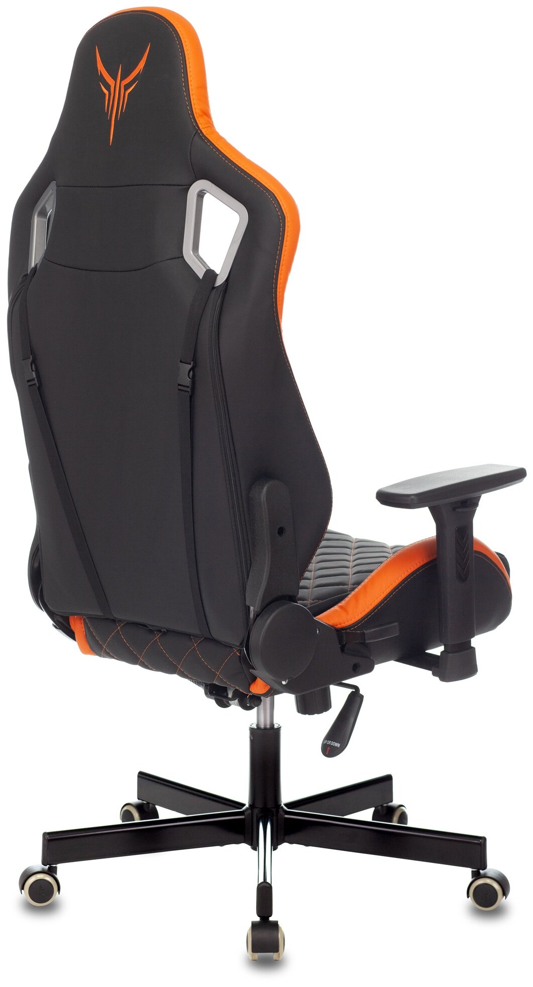 Компьютерное кресло Бюрократ Knight Outrider игровое, обивка: искусственная кожа, цвет: черный/оранжевый - фотография № 2