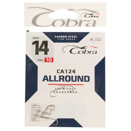 Крючки Cobra ALLROUND, серия CA124, № 14, 10 шт.
