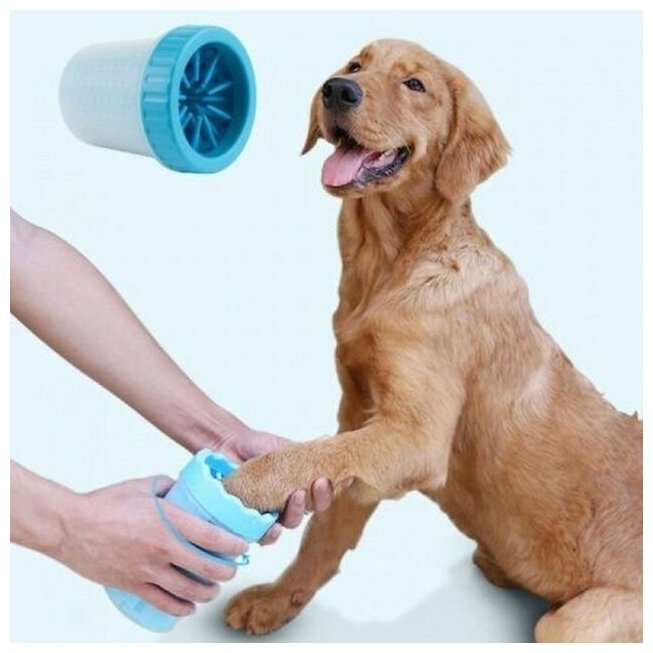 Ведерко для мытья лап домашним животным / для собак, кошек / Лапомойка-чесалка для отмывания лап, размер 14 х 10 см - фотография № 4