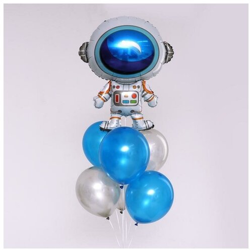 фото Букет из шаров «космонавт», фольга, латекс, набор 7 шт. страна карнавалия