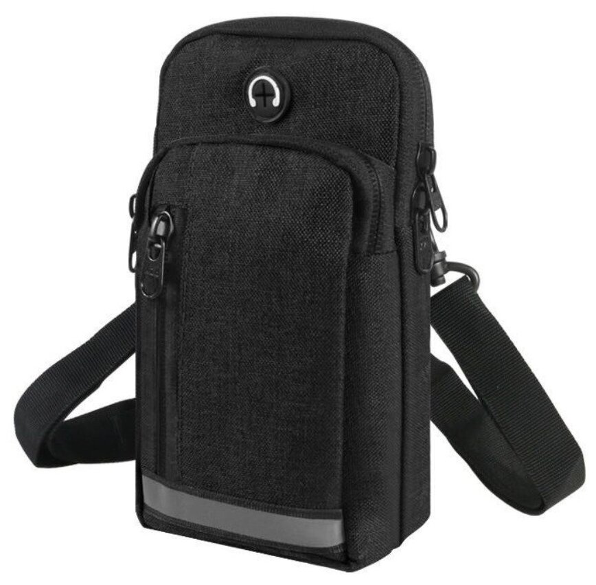 Спортивный чехол на руку для телефона/ сумка на плечо/ спортивная сумка/ сумка на пояс/ сумка для бега/ черная 