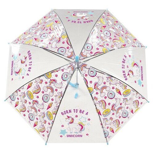 Зонт-трость NO NAME, полуавтомат, прозрачный, бесцветный, фиолетовый