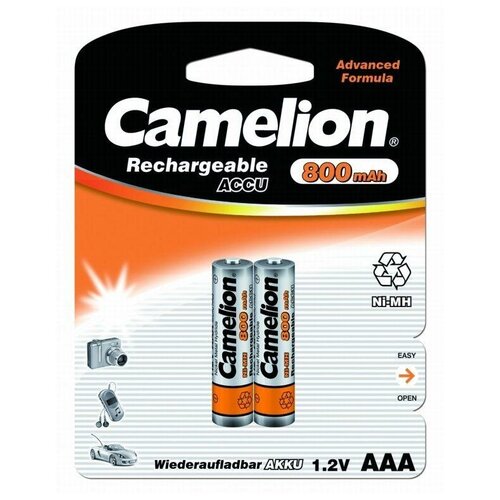 Аккумулятор R03 NI-MN 800мА. ч BP-2 (блист.2шт) Camelion 3674 ( 2 упак.) аккумулятор r6 ni cd 1000ма ч bp 2 блист 2шт camelion 6181 2 упак