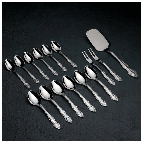 Набор чайный «Тройка», 15 предметов, цвет серебряный