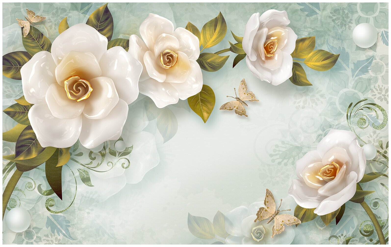 Фотообои / флизелиновые обои Мраморные розы 3D 4 x 2,5 м