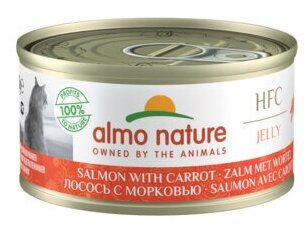 Almo Nature Консервы для Кошек с Лососем и Морковью 75% мяса (HFC - Jelly - Salmon with Carrot ) 9032H, 0,070 кг