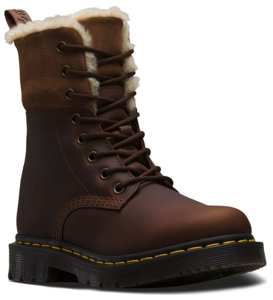 Ботинки Dr. Martens 1460 Kolbert Snowplow STANDARD 24014201 высокие зимние с мехом коричневые
