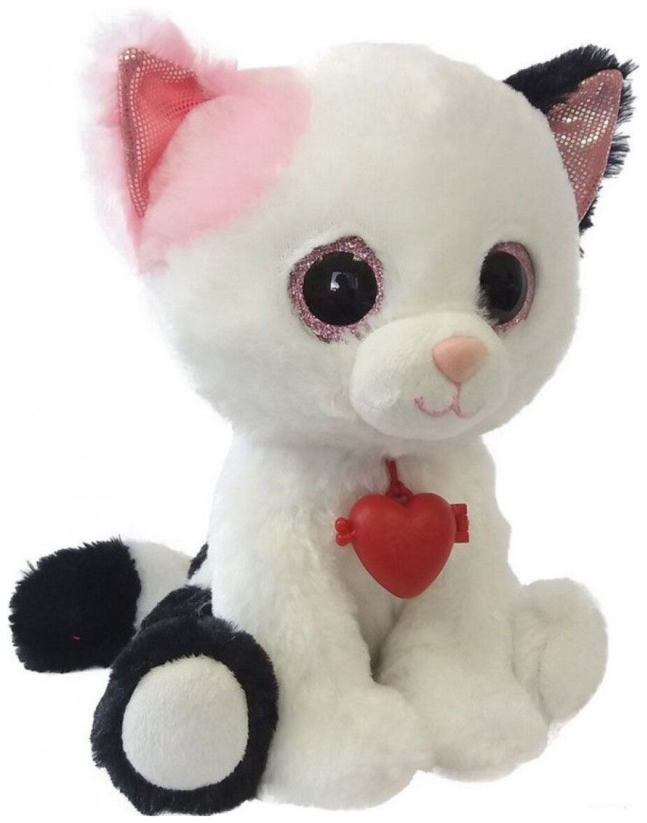 Мягкая игрушка Fancy Белый кот Фенсик с сердечком, 22 см, белый