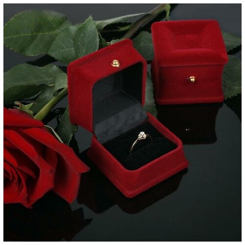 фото Sima land футляр под кольцо "подушечка", 4,5*4,5*4, цвет красный, вставка чёрная сима-ленд