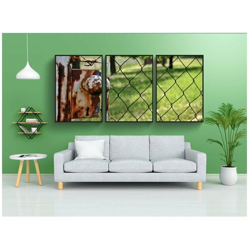 фото Набор модулных постеров для интерьера "замок, садовые ворота, садовая дверь" 60x90 см. в тубусе, без рамки lotsprints