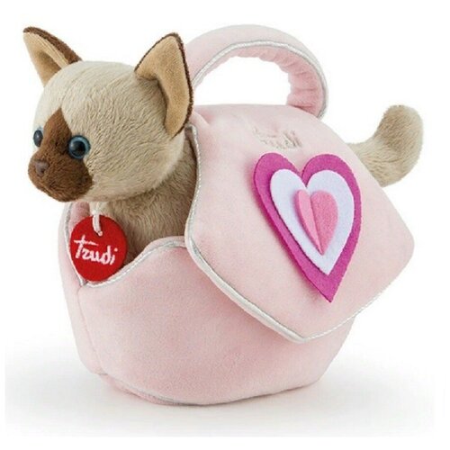 Мягкая игрушка Сиамский котёнок в розовой сумочке для детей от 3 лет 29716