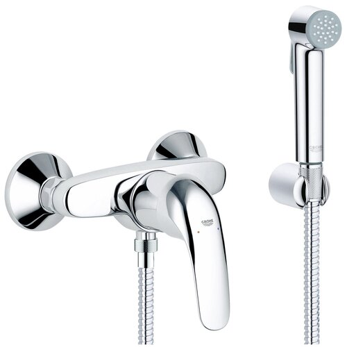 Гигиенический душ со смесителем Grohe Euroeco Trigger Spray с гибким металлическим шлангом 125 см, хром гигиенический душ grohe bauflow с гибким металлическим шлангом хром