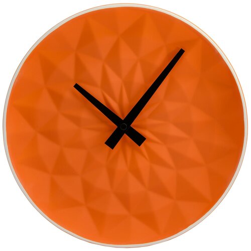 Часы настенные круглые Vilart 18-301-1 средние, яркий дизайн для кухни, спальни, детской, кварцевый механизм с плавным ходом, арабские цифры, керамический корпус, цвет оранжевый, размеры 25.5x5.5 см, работа от 1 пальчиковой батарейки тип АА