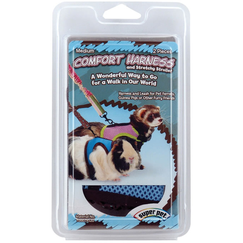 Шлейка с поводком-стрейч " Comfort Harness" Super Pet, коричневого цвета, размер S, для морских свинок, хорьков и грызунов среднего размера