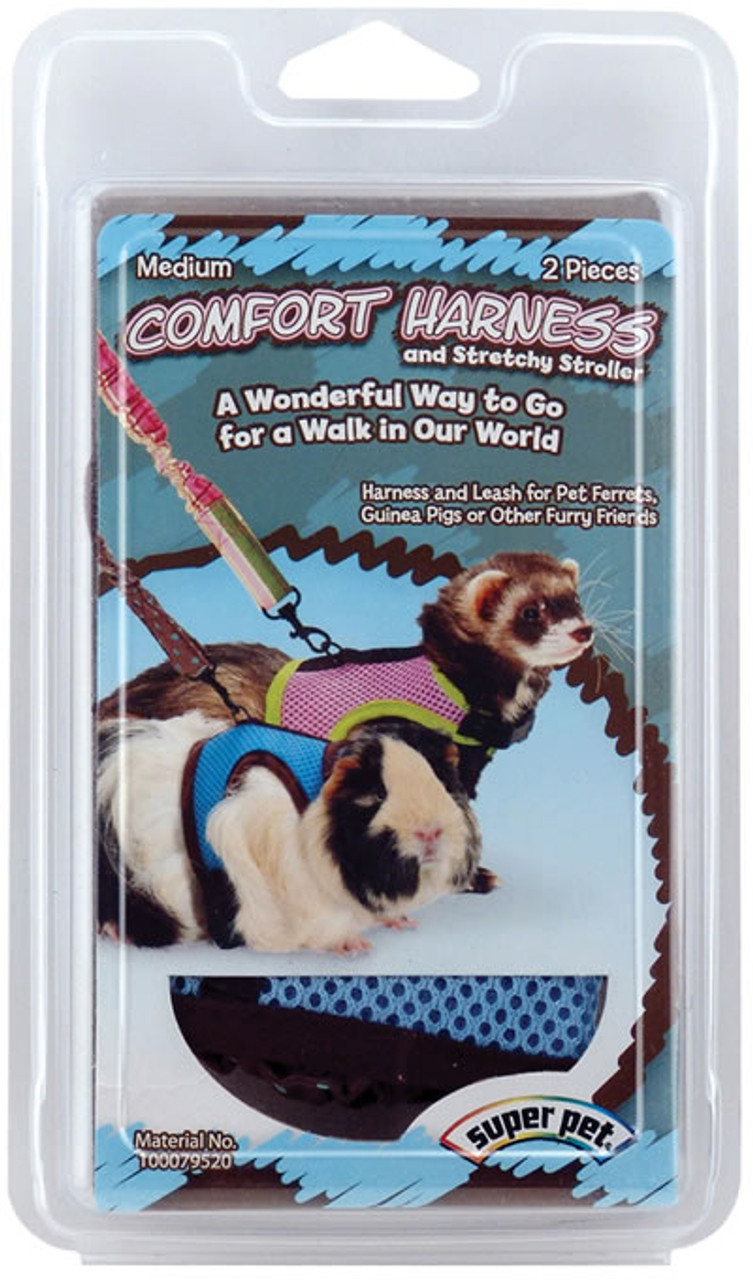 Шлейка с поводком-стрейч " Comfort Harness" Super Pet, коричневого цвета, размер S, для морских свинок, хорьков и грызунов среднего размера