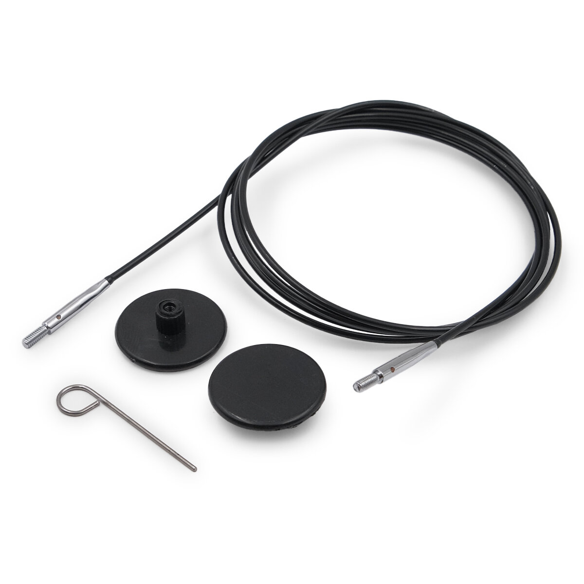 Тросик для съемных спиц, длина 126 см, нейлоновый, KnitPro черный — фото 1