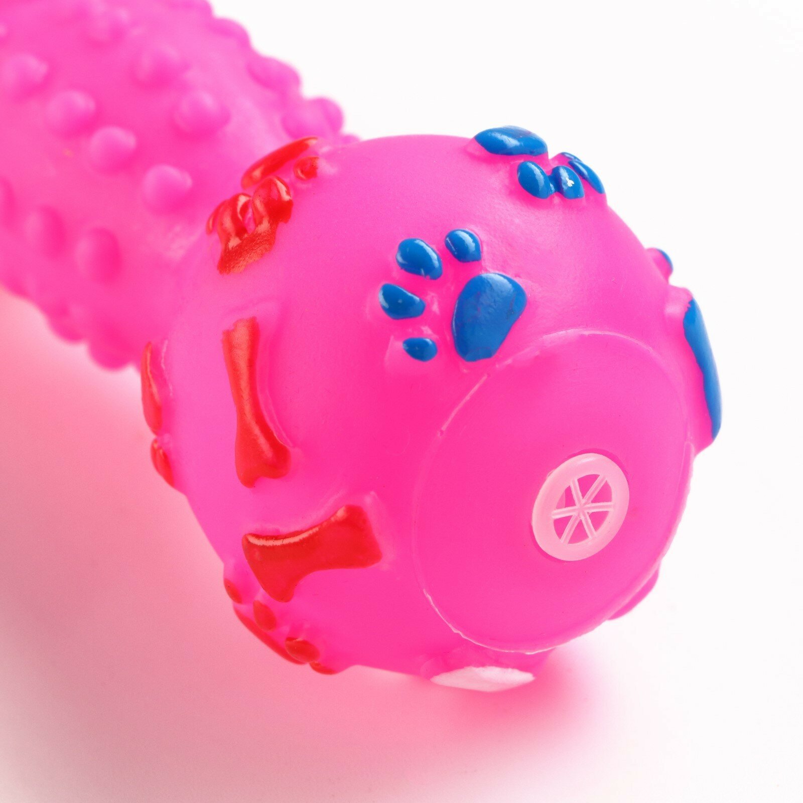 Игрушка пищащая "Гантель с лапками" для собак, 13 см, розовая - фотография № 4