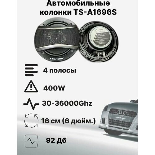 Автомобильные динамики TS-A1696S 165 см 6 дюйм 650 Вт Комплект из 2 штук Коаксиальная акустика 3-х полосная с защитными сетками 239900₽