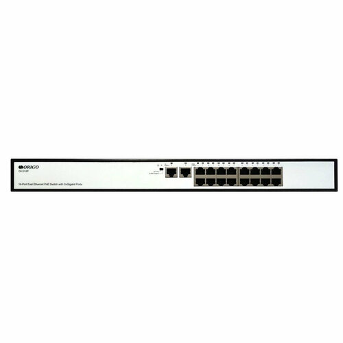ORIGO OS1218PA1A Неуправляемый PoE-коммутатор 16x100Base-TX PoE 2x1000Base-T PoE-бюджет 190 Вт корпус металл 12000₽