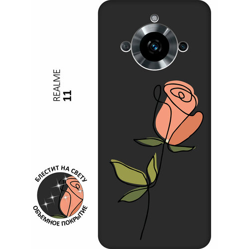 Матовый Soft Touch силиконовый чехол на Realme 11, Рилми 11 с 3D принтом Rose черный матовый soft touch силиконовый чехол на realme 11 рилми 11 с 3d принтом beatles stickers черный
