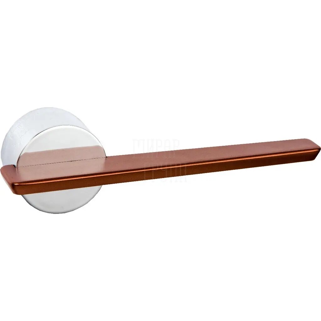 фото Ручка дверная на круглом раздельном основании Val de Fiori (Вал де Фиори) "виесте" матовый хром + красный мокко